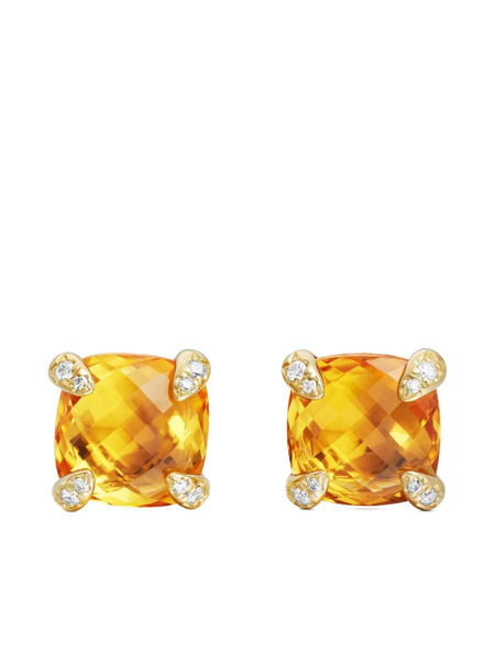  David Yurman Pendientes Chatelaine De 8 Mm En Oro Amarillo De 18 Ct Con Citrino Y Diamantes - Dorado 