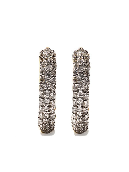  David Yurman Pendientes De Aro Huggie Petite Pavé De 14 Mm En Oro Amarillo De 18 Ct Con Diamantes - Dorado 