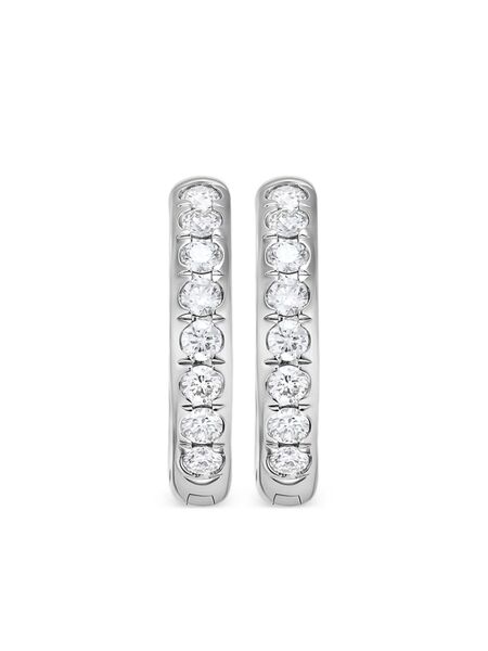  David Yurman Pendientes De Aro Huggie Sculpted Cable De 13 Mm En Plata De Ley Con Diamantes - Plateado 