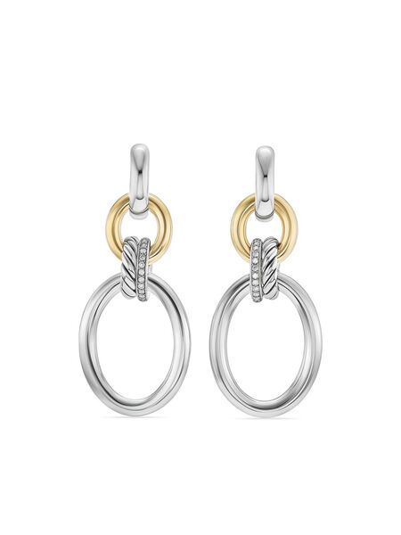  David Yurman Pendientes Dy Mercer Circular De 50 Mm En Oro Amarillo De 18 Ct Y Plata De Ley Con Diamante - Plateado 