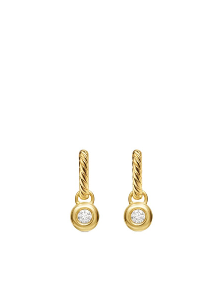  David Yurman Pendientes Huggie Petite Cable De 17.5 Mm En Oro Amarillo De 18 Ct Con Diamantes - Dorado 
