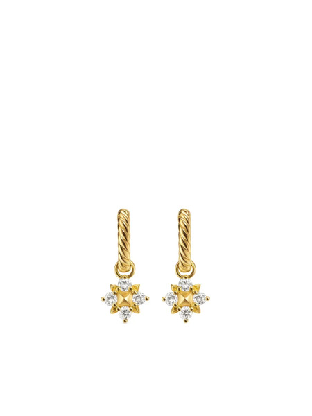  David Yurman Pendientes Petite Modern Renaissance Pyramid De 18.8 Mm En Oro Amarillo De 18 Ct Con Diamantes - Dorado 