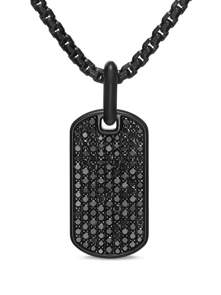  David Yurman Placa Chevron De 27 Mm En Plata De Ley Con Diamante - Negro 