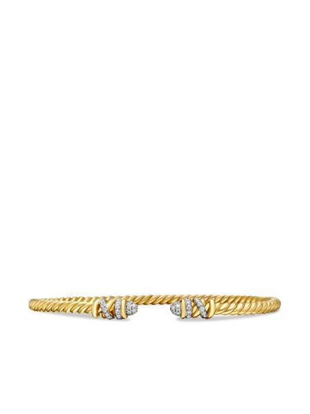  David Yurman Pulsera Petite Helena Cablespira Station De 3 Mm En Oro Amarillo De 18 Ct Con Diamantes - Dorado 