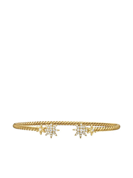  David Yurman Pulsera Petite Starburst Cable De 2.6 Mm En Oro Amarillo De 18 Ct Con Diamantes - Dorado 