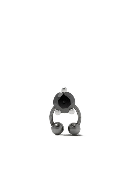 Delfina Delettrez Pendiente Two In One En Oro Blanco De 18kt Con Diamante Negro Y Piercing - Plateado 