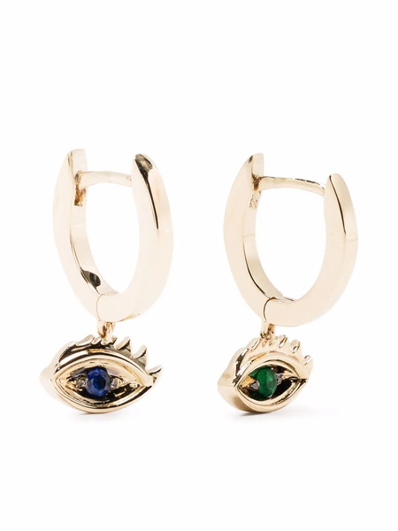  Delfina Delettrez Pendientes Micro-eye Piercing En Oro Amarillo De 9 Ct Con Zafiro Y Esmeralda - Dorado 