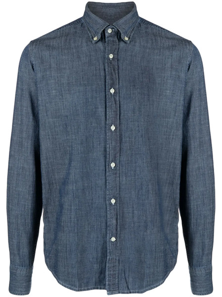  Deperlu Button-down Collar Cotton Shirt - Azul 