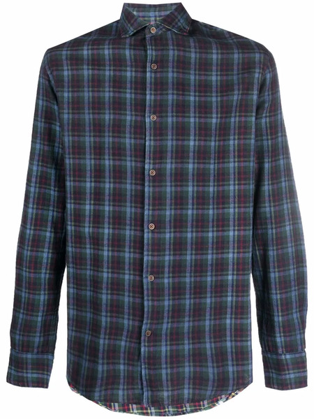  Deperlu Camisa Con Estampado A Cuadros - Azul 