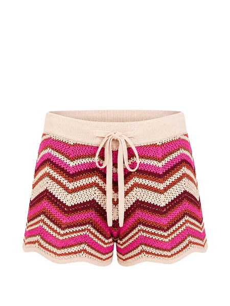  Devon Windsor Chevron-knit Scalloped Shorts - Neutro 