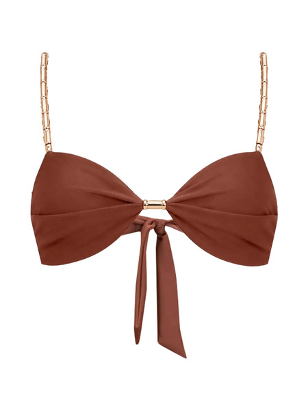  Devon Windsor Gathered Tie-fastening Bikini Top - Marrón 