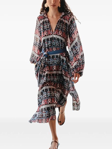  Devotion Vestido Midi Con Motivo - Azul 
