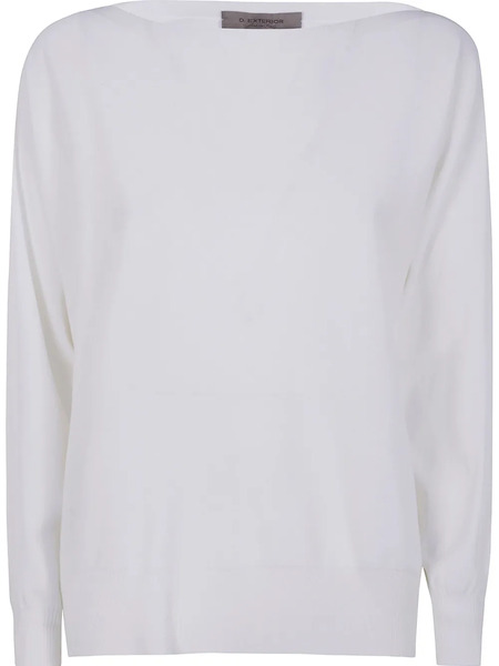  D.exterior Jersey Con Cuello Barco - Blanco 