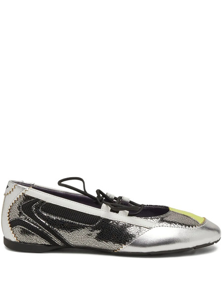  Diesel Bailarinas Con Cordones - Plateado 
