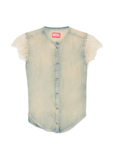  Diesel Camisa Con Paneles De Encaje - Azul 