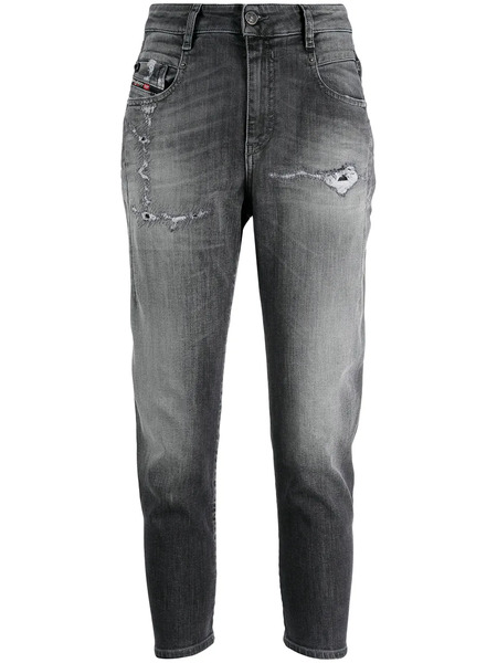  Diesel Vaqueros Boyfriend Capri Con Efecto Envejecido - Gris 