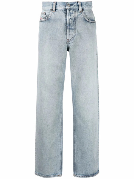  Diesel Vaqueros Rectos Con Parche Del Logo - Azul 