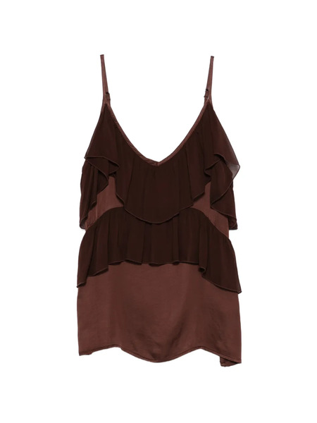  Dixie Blusa Con Volantes - Marrón 