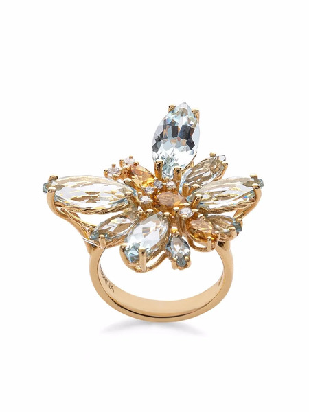  Dolce & Gabbana Anillo Butterfly En Oro Amarillo De 18 Ct Con Aguamarina, Citrino Y Diamantes - Dorado 
