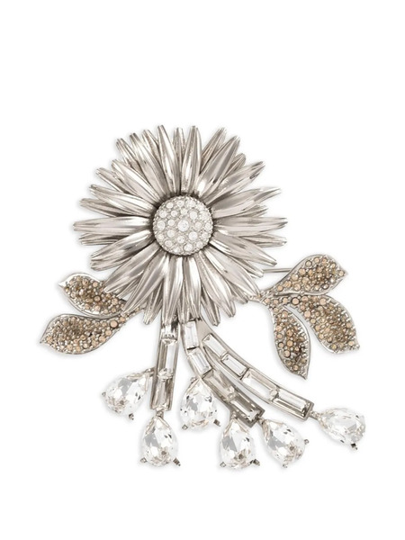  Dolce & Gabbana Broche Floral Con Strass - Plateado 