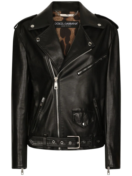  Dolce & Gabbana Chaqueta Biker De Piel - Negro 