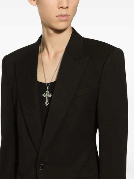  Dolce & Gabbana Colgante Cross En Oro Amarillo Y Blanco De 18 Ct Con Diamantes Y Esmeralda - Plateado 