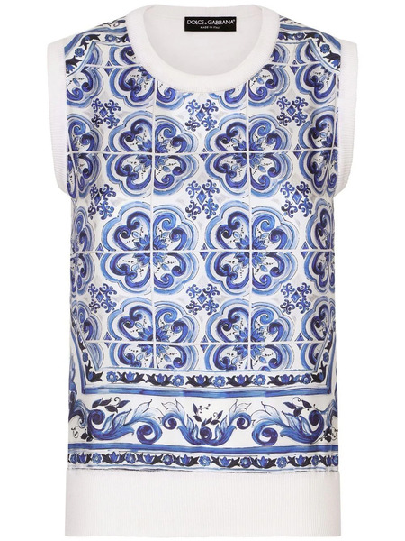  Dolce & Gabbana Jersey Con Estampado Mayólica - Azul 