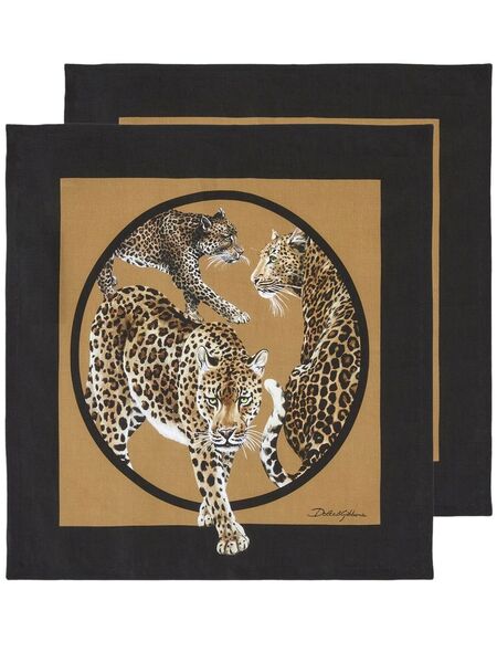  Dolce & Gabbana Juego De Dos Servilletas Con Animal Print - Marrón 