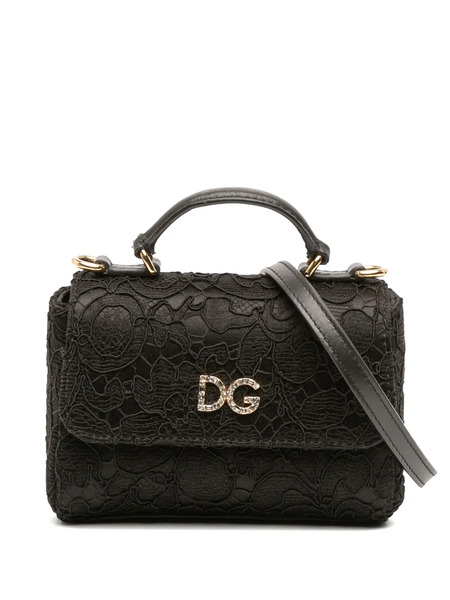  Dolce & Gabbana Pre-owned Bolso Satchel De Seda Y Encaje Con Solapa Y Aplique Dg Con Cristales 1990-2010 - Negro 