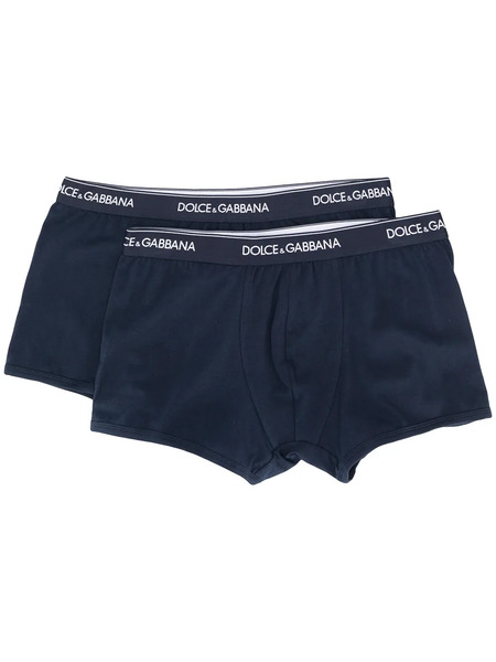  Dolce & Gabbana Set De 2 Bóxeres Con Logo En La Cinturilla - Azul 
