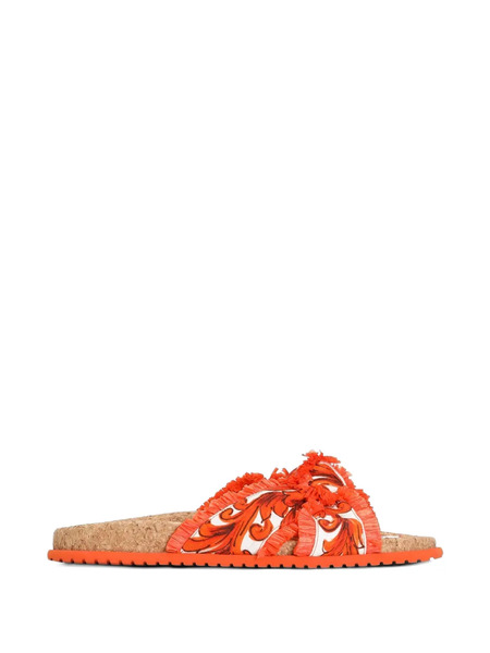  Dolce & Gabbana Slippers Con Estampado De Mayólica - Naranja 