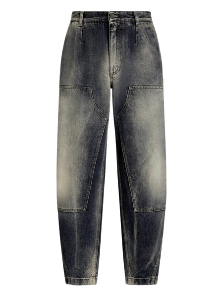  Dolce & Gabbana Vaqueros A Paneles Con Placa - Azul 