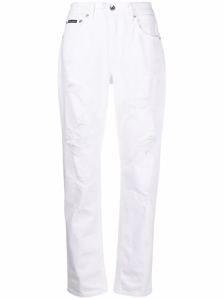  Dolce & Gabbana Vaqueros Boyfriend Con Efecto Envejecido - Blanco 