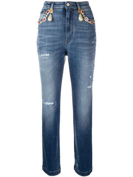  Dolce & Gabbana Vaqueros Capri De Talle Alto - Azul 