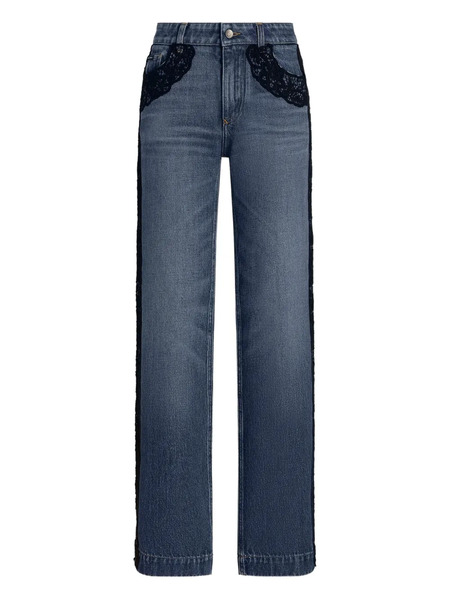  Dolce & Gabbana Vaqueros Con Encaje Bordado - Azul 