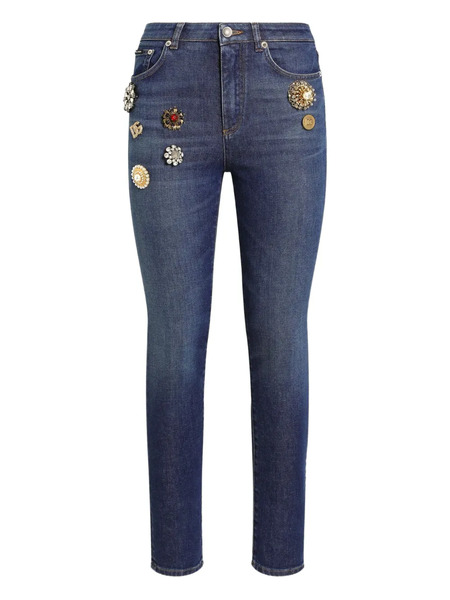  Dolce & Gabbana Vaqueros De Talle Alto Con Apliques - Azul 