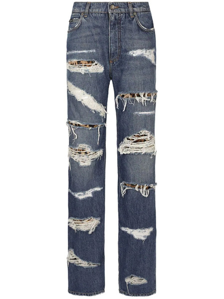  Dolce & Gabbana Vaqueros Rectos Con Efecto Envejecido - Azul 