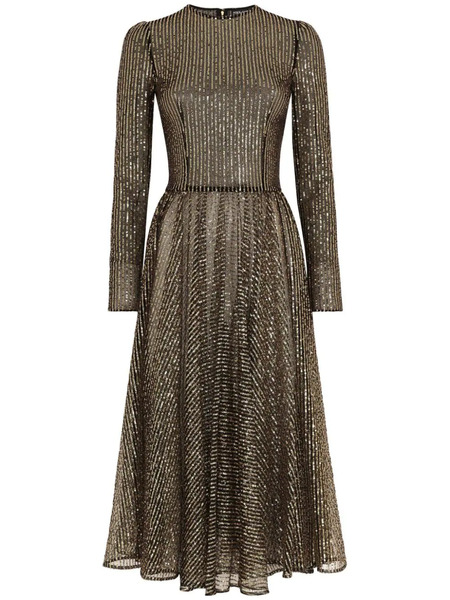  Dolce & Gabbana Vestido Midi Acampanado Con Lentejuelas - Dorado 