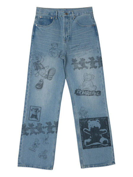  Domrebel Vaqueros Anchos Con Estampado Gráfico - Azul 