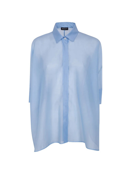  Drhope Camisa Translúcida Con Botones - Azul 