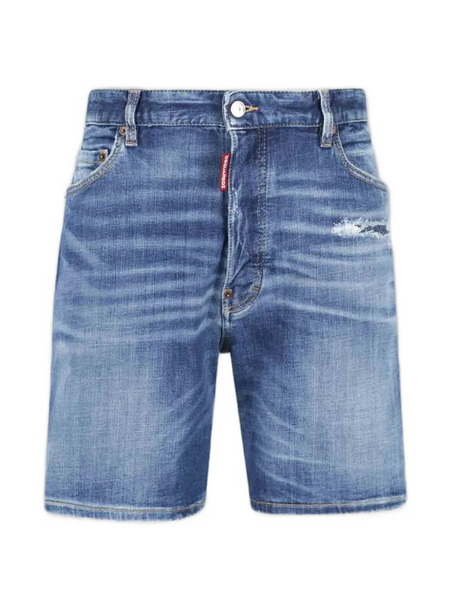  Dsquared2 Bermudas De Algodón Con Diseño Rasgado - Azul 