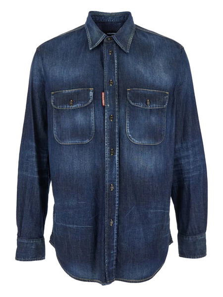  Dsquared2 Camisa Vaquera Con Coderas - Azul 