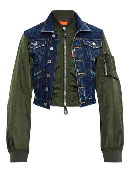  Dsquared2 Chaqueta Bómber Con Paneles Vaqueros - Verde 