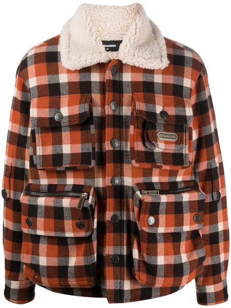  Dsquared2 Check-print Shearling Jacket - Marrón 