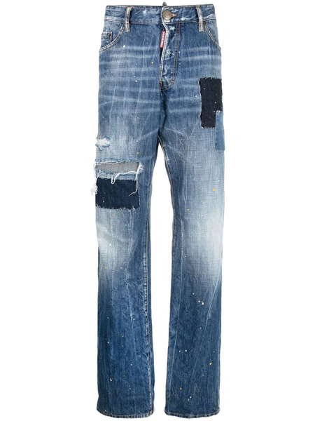  Dsquared2 Distressed-effect Patchwork Jeans - Azul 