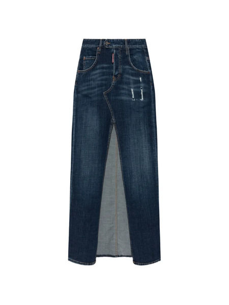  Dsquared2 Falda Larga Con Efecto Envejecido - Azul 