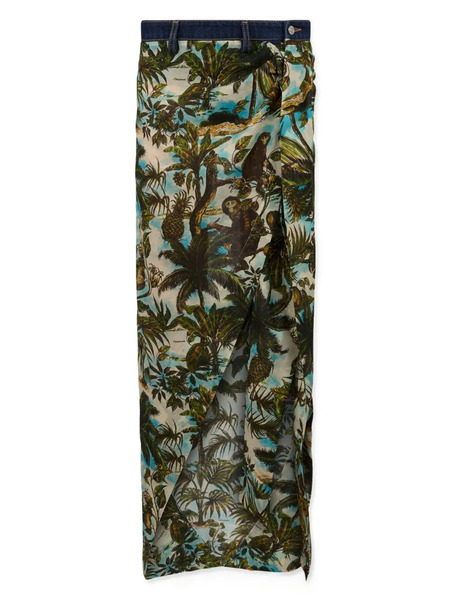  Dsquared2 Falda Midi Con Estampado Tropical - Verde 