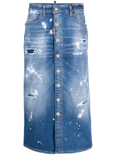  Dsquared2 Falda Vaquera Con Efecto Envejecido - Azul 