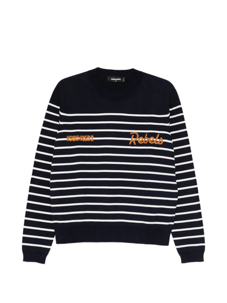  Dsquared2 Jersey Bordado A Rayas - Azul 