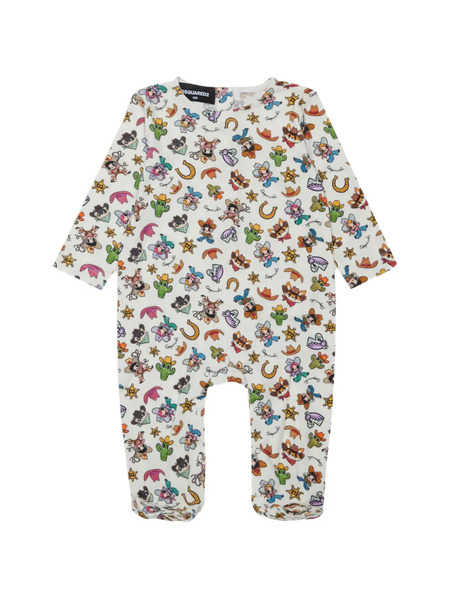  Dsquared2 Kids Mono Largo Con Estampado Western - Blanco 